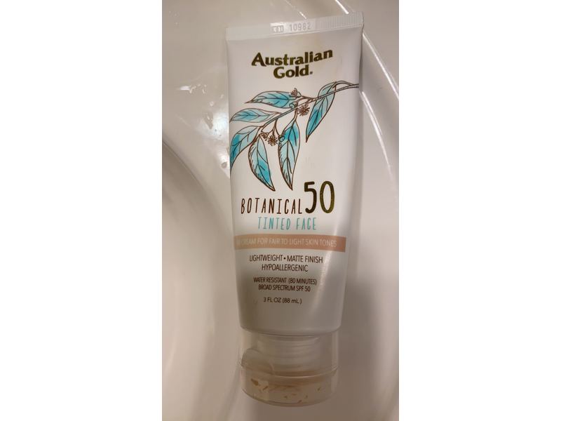 Australian Gold Botanical SPF 50 Tinted Face Sunscreen, Medium To Tan, 3 fl oz/89 mL