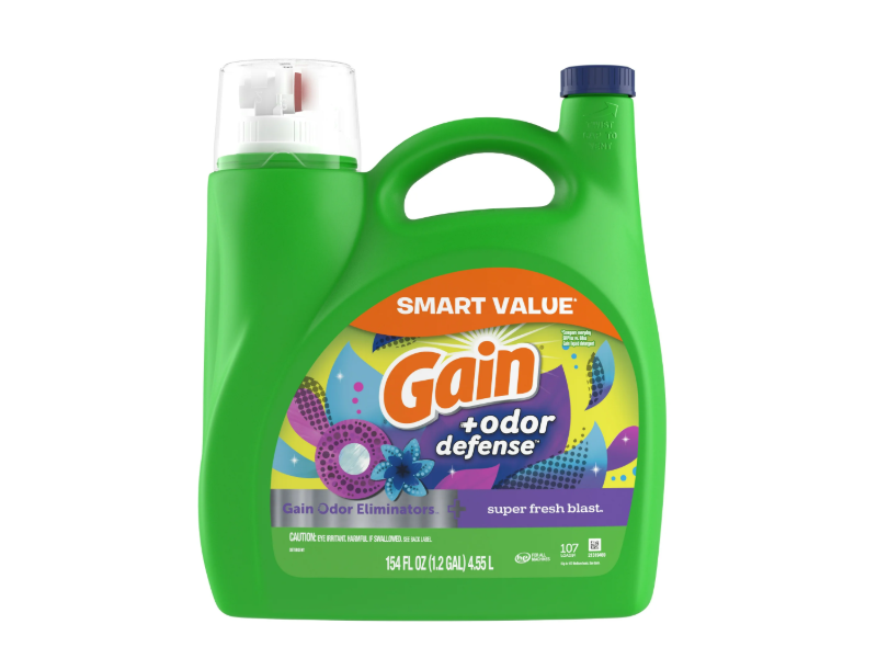 Gain + Odor Defense Super Fresh Blast Laundry Detergent, 107 Loads, 154 fl oz/4.55 L