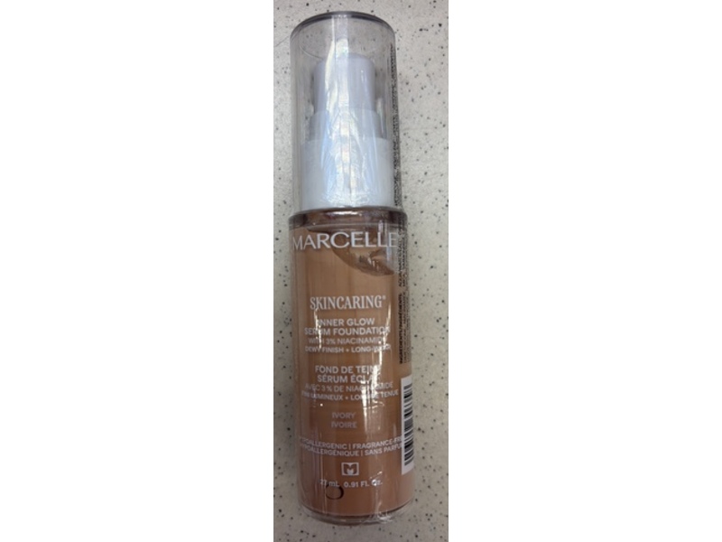 Marcelle Skincaring Inner Glow Serum Foundation, Ivory, 3% Niacinamide, 0.91 fl oz/27 mL