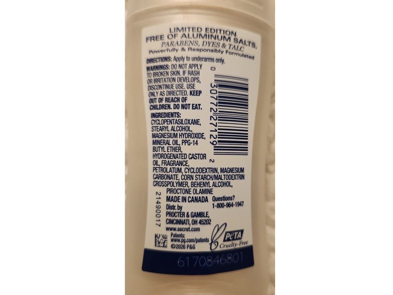 Secret Dry Solid Deodorant, Crazy Caramel, 2.4 oz/68 g