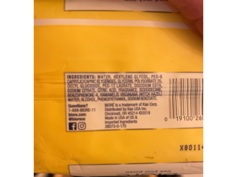 Biore Cleansing Clothes, Witch Hazel, 30 Wipes