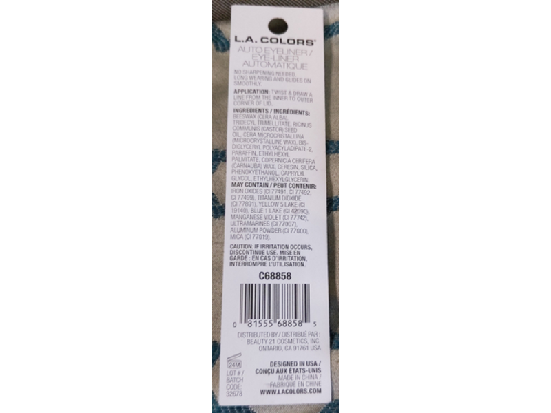 L.a. Colors Shimmer Glides On Smooth Auto Eyeliner, C68858 Shimmering, 0.01 oz/0.3 g