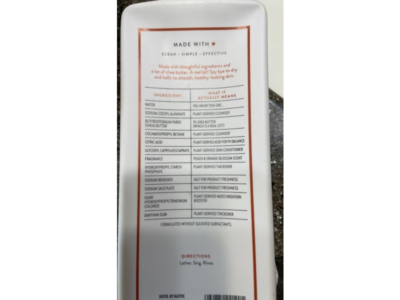Native Deep Rich Moisturizing Body Wash, Peach & Orange Blossom, 22 fl oz/650 mL