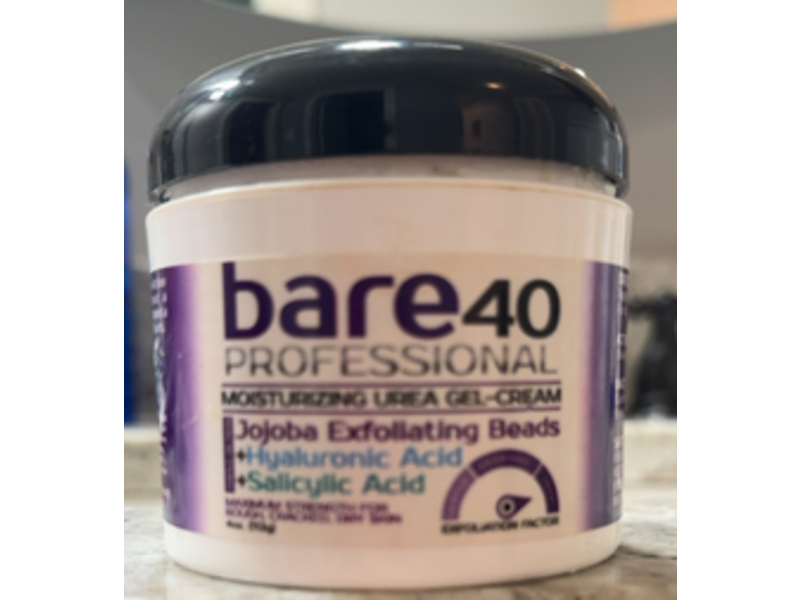 Bare40 Moisturizing Urea Gel-Cream, Jojoba Exfoliating Beads, 4 oz/113 g