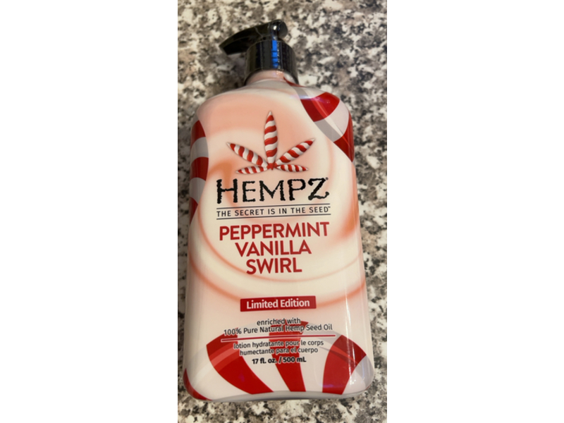 Hempz Peppermint Vanilla Swirl Body Lotion, Hemp Seed Oil, 17 fl oz/500 mL