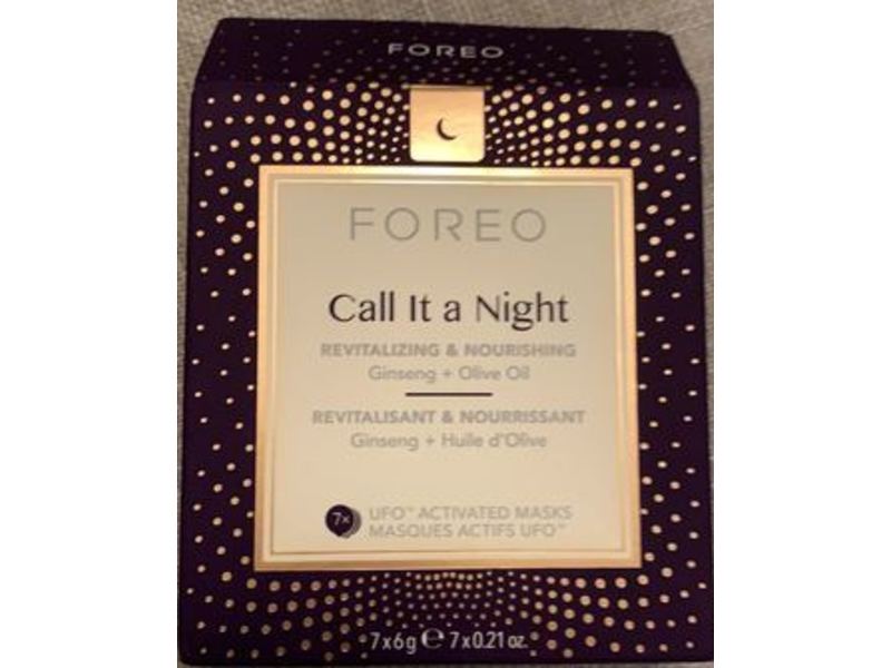 Foreo Call It A Night UFO Activated Mask, Ginseng & Olive Oil, 0.21 oz/6 g, 7 Count