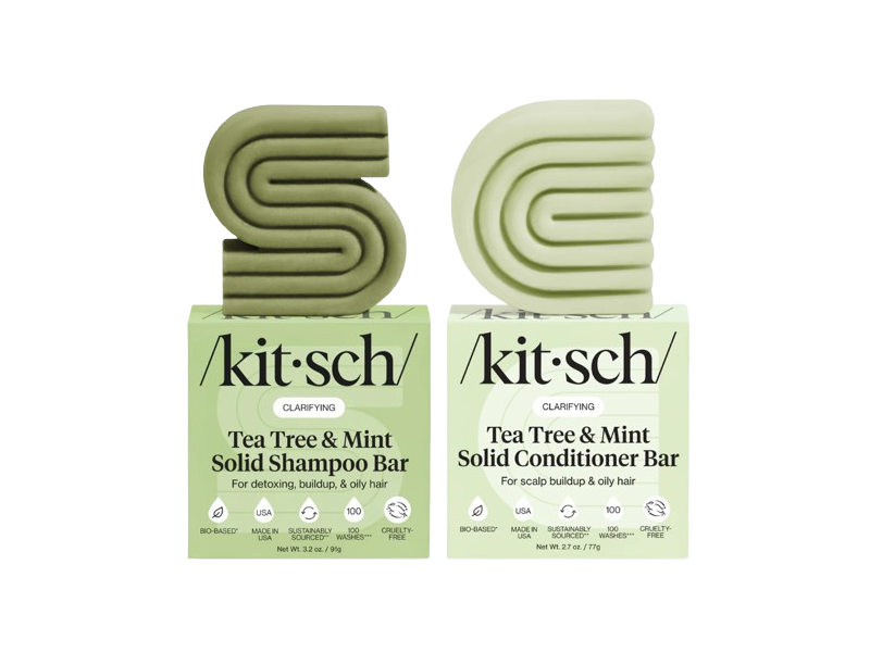 Kitsch Clarifying Solid Shampoo & Conditioner Bar Set, Tea Tree & Mint