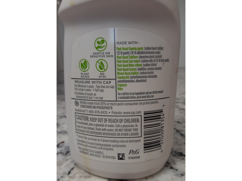 Tide Purclean Plant Based Liquid Detergent, Honey Lavender, 10 fl oz/306 mL