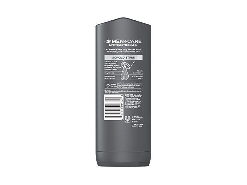 Dove Men+Care Body Wash, Extra Fresh 18 oz, Twin Pack