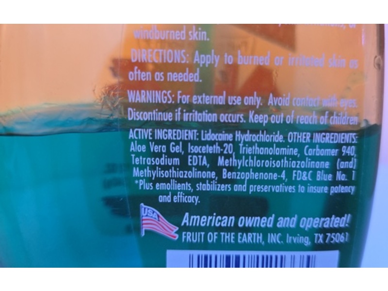 Fruit Of The Earth Aloe Fast Burn Relief, Cool Blue, 12 oz/340 g