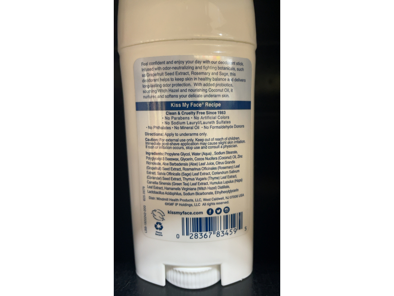 Kiss My Face Active Life Stick Deodorant, 2.48 oz/70 g