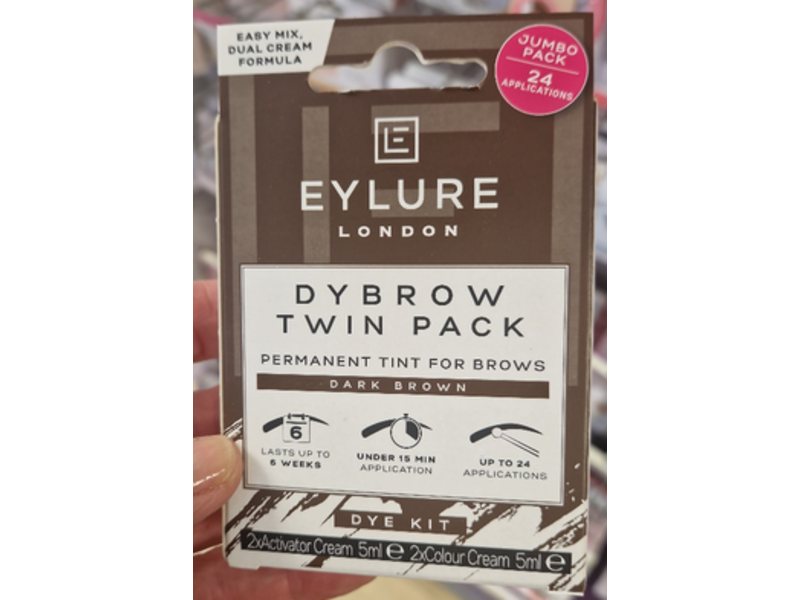 Eylure Dybrow Permanent Tint Brow Dye Kit, Dark Brown, 5 mL, Pack Of 2