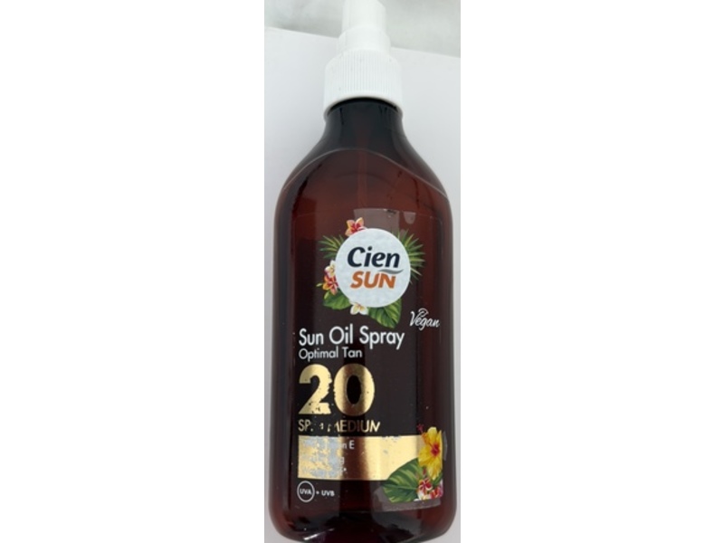 Cien Sun Sun Oil Spray, SPF 20, Medium, 250 mL