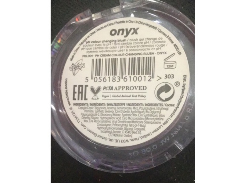 Lottie London pH Cream Colour Changing Blush, Black, 0.06 oz/1.8 g