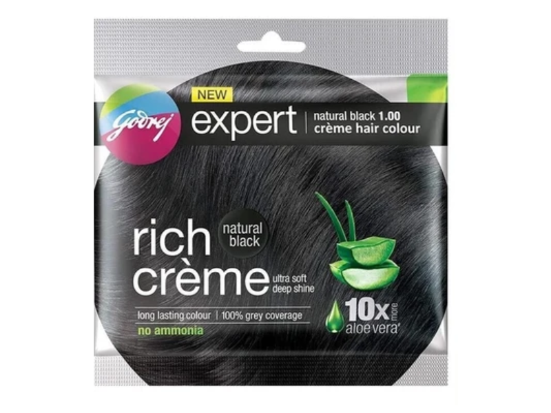 Godrej Expert Rich Cream Long Lasting Color, Natural Black 1.00, Aloe Vera, 20 g