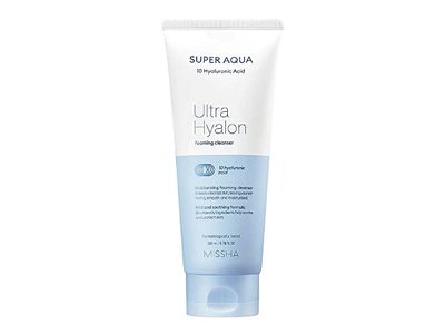 MISSHA Super Aqua Ultra Hyalron Foaming Cleanser, 6.76 fl oz/200 mL