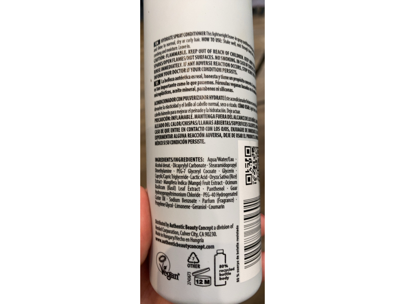 Authentic Beauty Concept Hydrate Spray Conditioner, 8.4 fl oz/250 mL