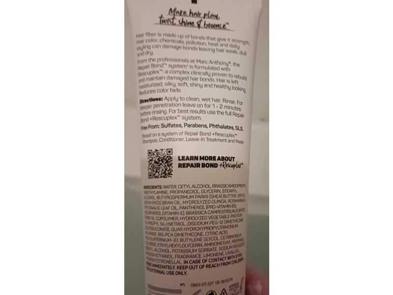 Marc Anthony Repair Bond +Rescuplex Daily Care Conditioner, 8.45 fl oz/250 mL