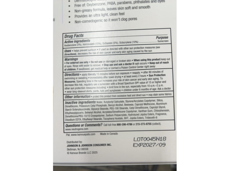 Neutrogena Ultra Sheer Dry-Touch Sunscreen Lotion, SPF 70, 3 fl oz/88 mL, Pack Of 3