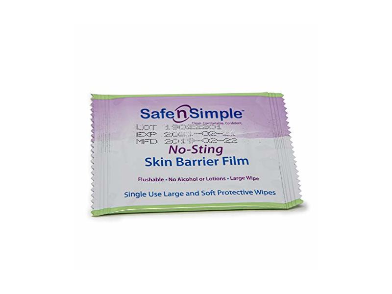 Safe n' Simple Skin Barrier No-Sting Skin Wipes, 25 Count and No-Sting Skin Barrier Film, Large