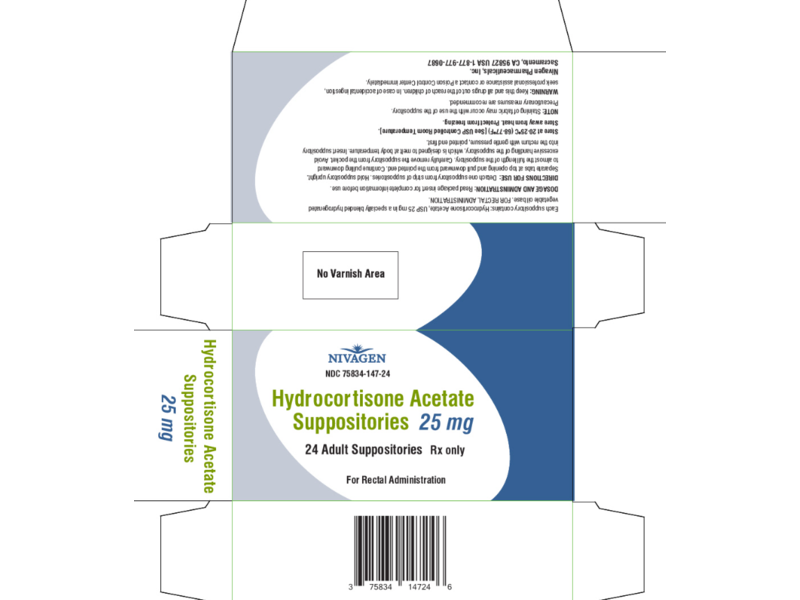 Hydrocortisone Acetate Suppositories 25 mg, Nivagen (RX)