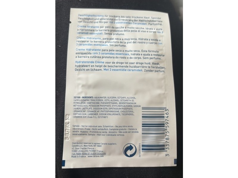 Cerave Moisturising Cream, Dry To Very Dry Skin, 0.24 fl oz/7mL