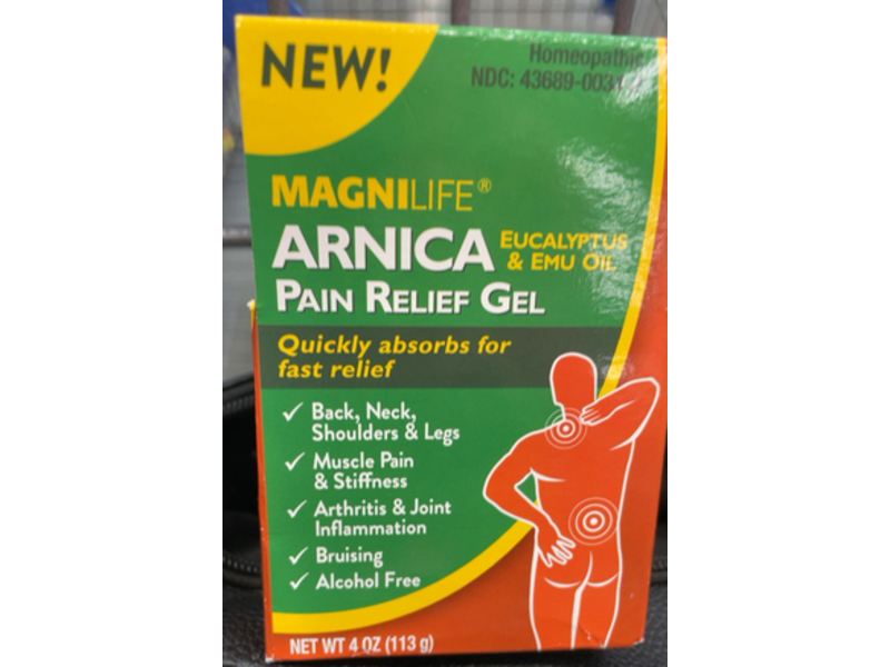 MagniLife Arnica Pain Relief Gel, Eucalyptus & Emu Oil, 4 oz/113 g