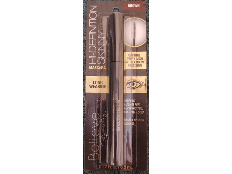 Believe Beauty Hi-Definition Skinny Mascara, Brown, 0.22 fl oz/6.5 mL