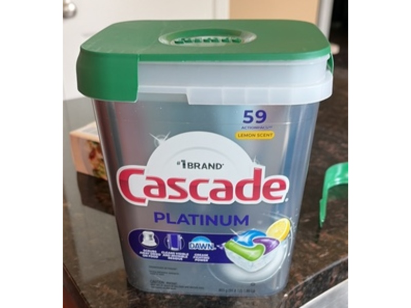 Cascade Platinum Dishwasher Pods, Lemon Scent, 31.4 oz/903 g, 59 Count