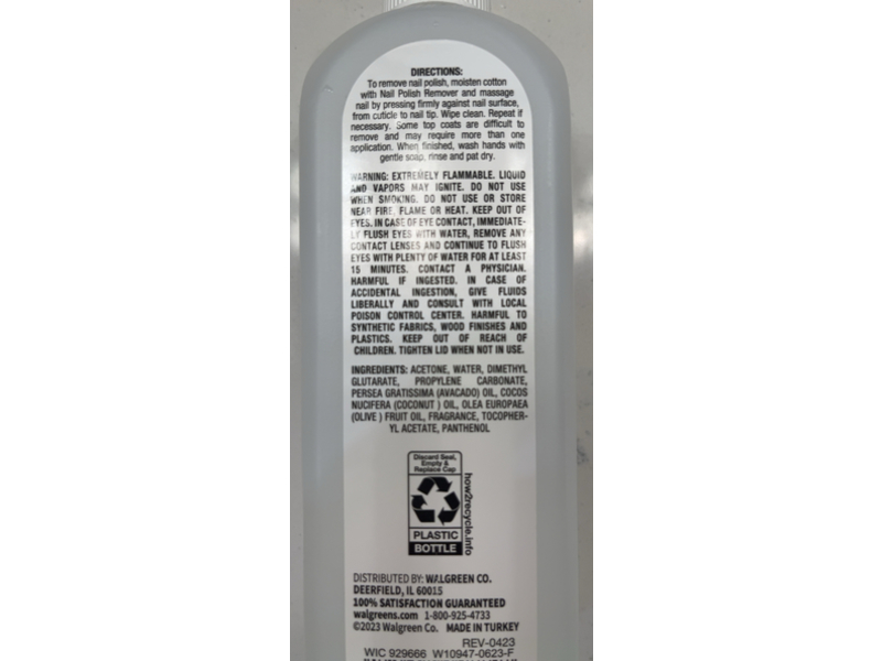 Walgreens Premium Nail Polish Remover, 16 fl oz/473 mL
