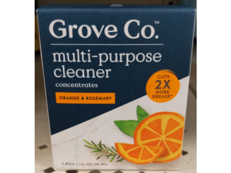 Grove Co. Multi-Purpose Cleaner, Concentrates, Orange & Rosemary, 1 fl oz/30 mL, Pack Of 2
