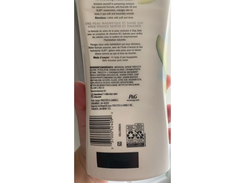 Olay Ultra Moisture Body Wash, Avocado Oil, 22 fl oz/650 mL, Pack Of 4