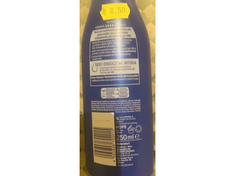 Nivea Nutriente Body Cream, 250 mL