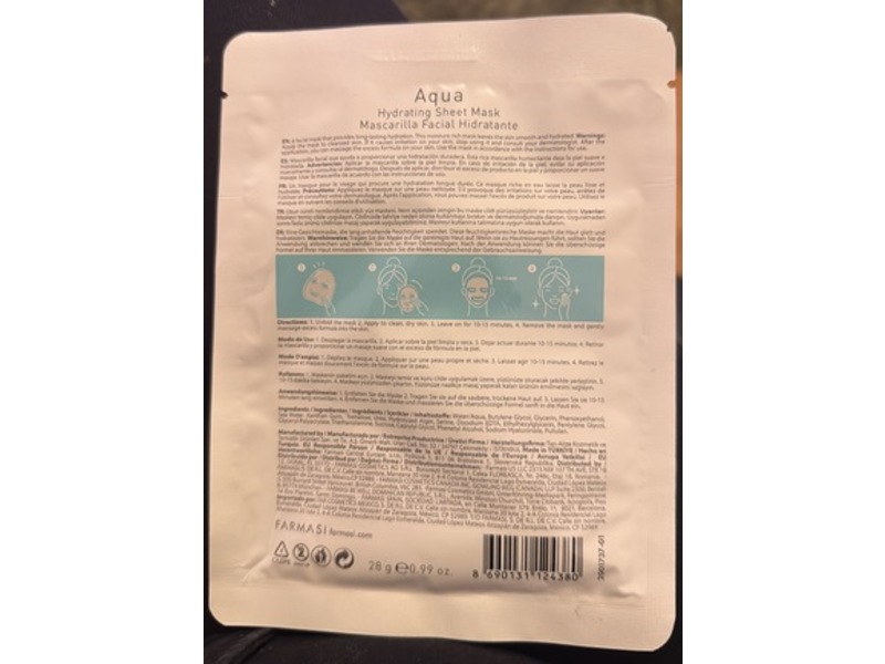 Farmasi Dr C Tuna Aqua Hydrating Sheet Mask, 0.99 oz/28 g