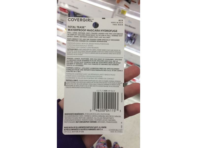 CoverGirl Total Tease Waterproof Mascara, Very Black, 0.21 fl oz/6.5 mL.