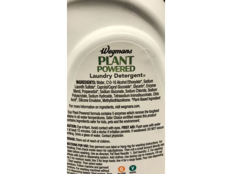 Wegmans Plant Powered Laundry Detergent, Free & Clear, 33 Loads, 50 fl oz/1.47 L