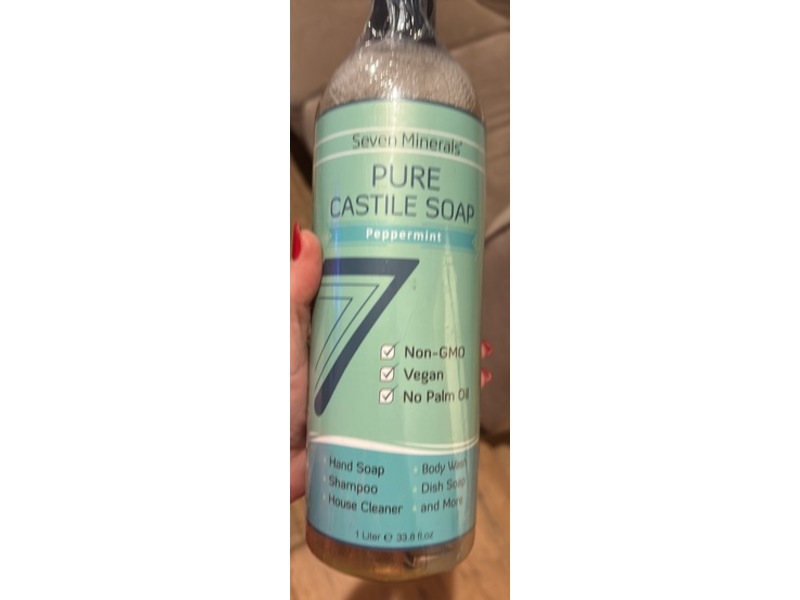 Seven Minerals Pure Castile Soap, Peppermint, 33.8 fl oz/1 L