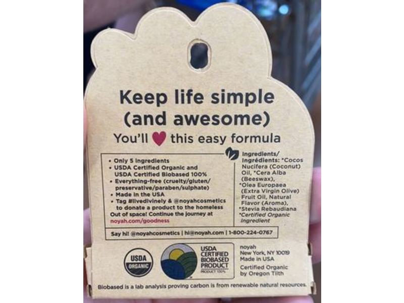 Noyah Organic Lip Balm, Vanilla, 0.15 oz/4.25 g