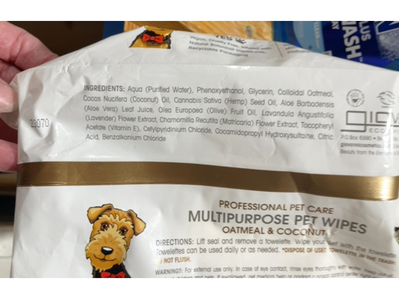 Giovanni Multipurpose Pet Wipes, Oatmeal & Coconut, 75 Count