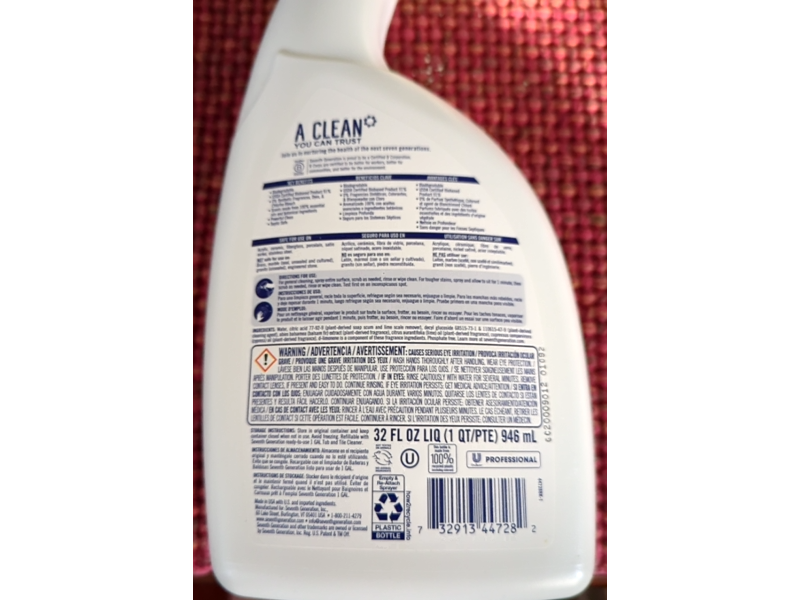 Seventh Generation Tub & Tile Cleaner, Emerald Cypress & Fir Scent, 32 fl oz/946 mL