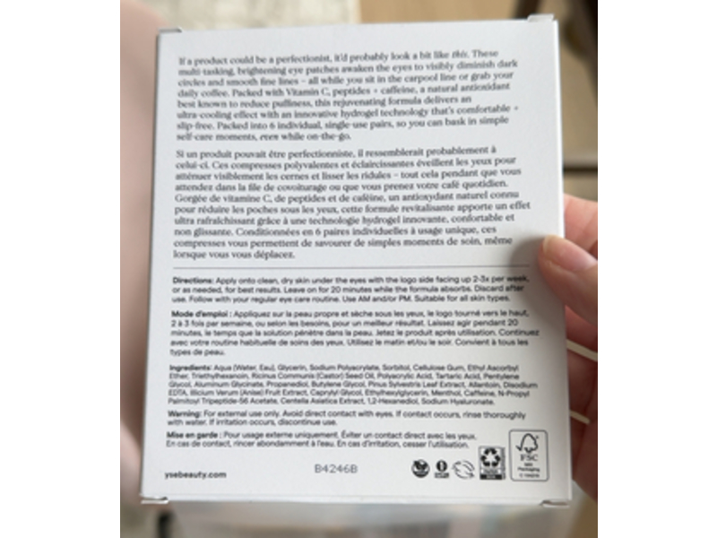 YSE Beauty The Overachiever Brightening Eye Masks, 6 Pairs