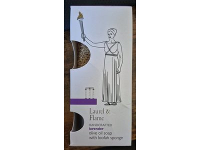 Laurel & Flame Handcrafted Olive Oil Soap + Loofah, Lavender, 100 g