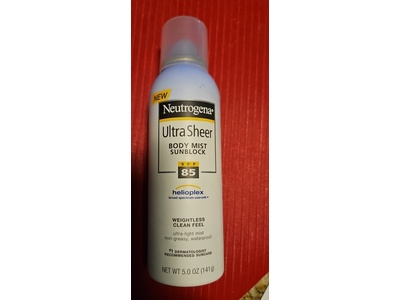 Neutrogena Ultra Sheer Body Mist Sunblock, SPF 85, 5 oz/141 g