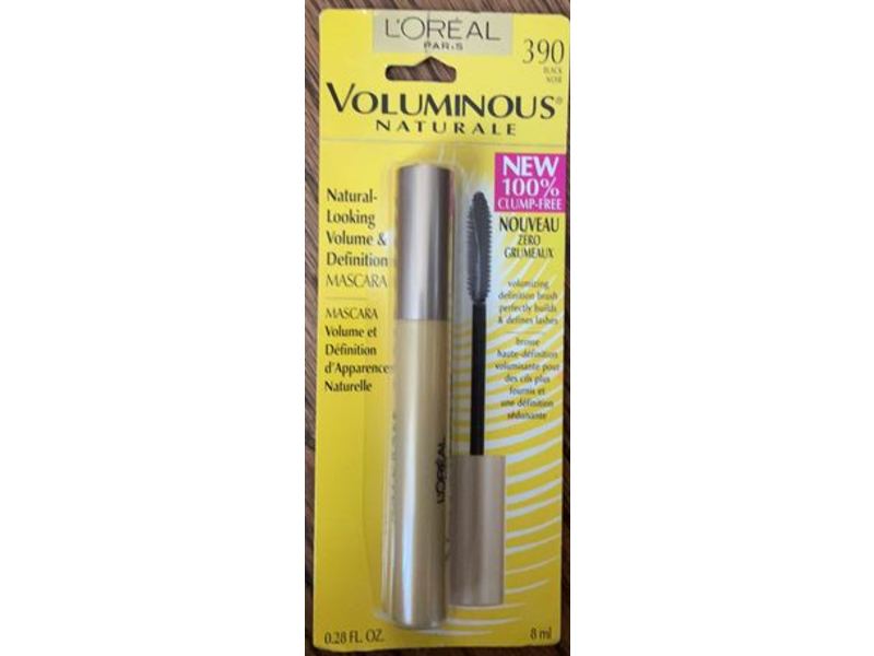 L'Oreal Voluminous Naturale Mascara, 390 Black, 0.28 fl oz/8 mL