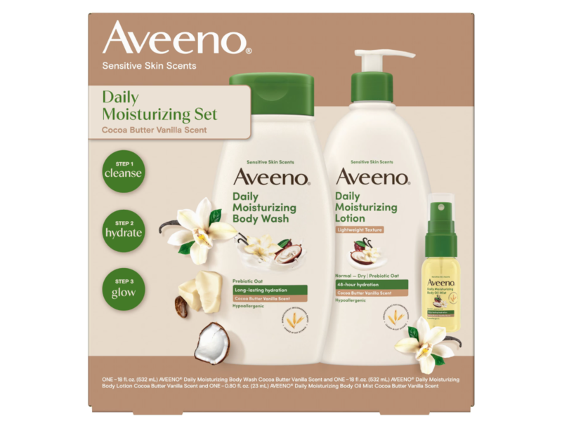 Aveeno Daily Moisturizing Set, Cocoa Butter Vanilla Scent