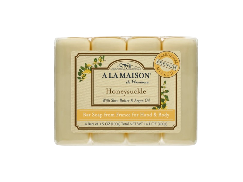 A La Maison De Provence Bar Soap, Honeysuckle, 3.5 oz/100 g, Count 4