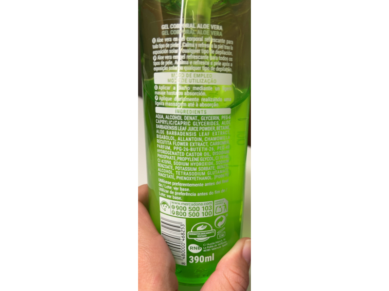 Deliplus Refrescante Gel, Aloe Vera, 390 mL