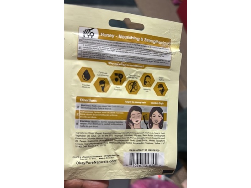 Okay Pure Naturals Leave-In Deep Conditioner, Honey, 1.25 fl oz/37 mL