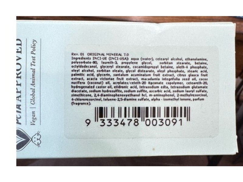 O&M Original Mineral COR.color Hair Colouring Cream, Natural Bonde 7.0, 3.4 fl oz/100 mL