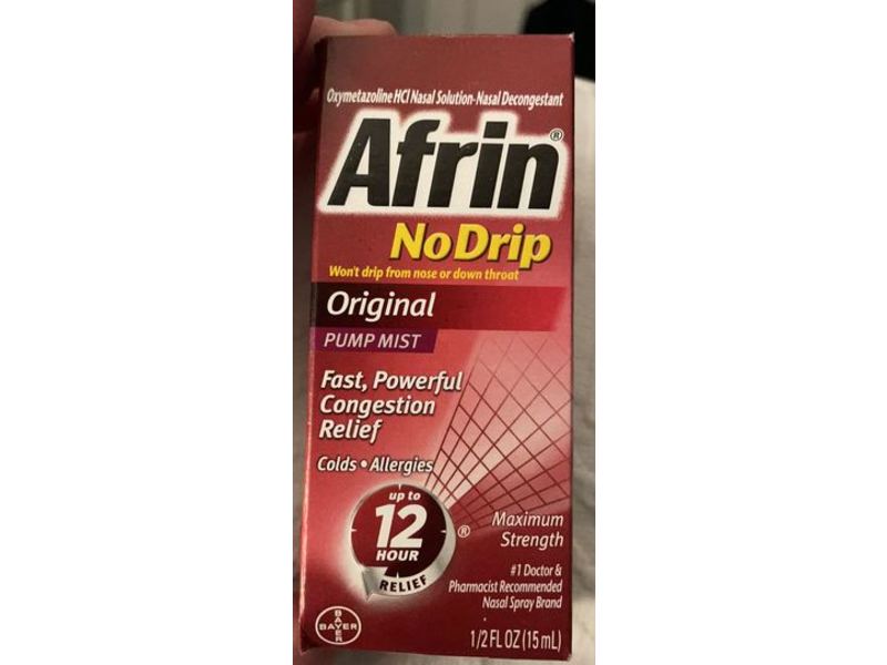 Afrin No Drip Original Pump Mist, Maximum Strength, 0.5 fl oz/15 mL